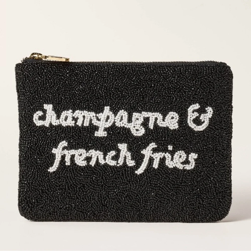 NWT Kate Spade Target New York - Champagne & French Fries Beaded Clutch Black - Picture 5 of 11